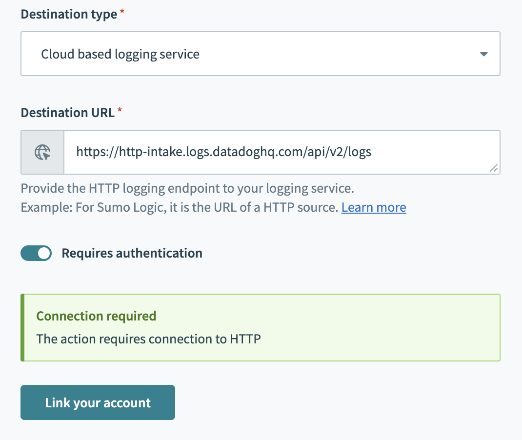 Link an HTTP connection