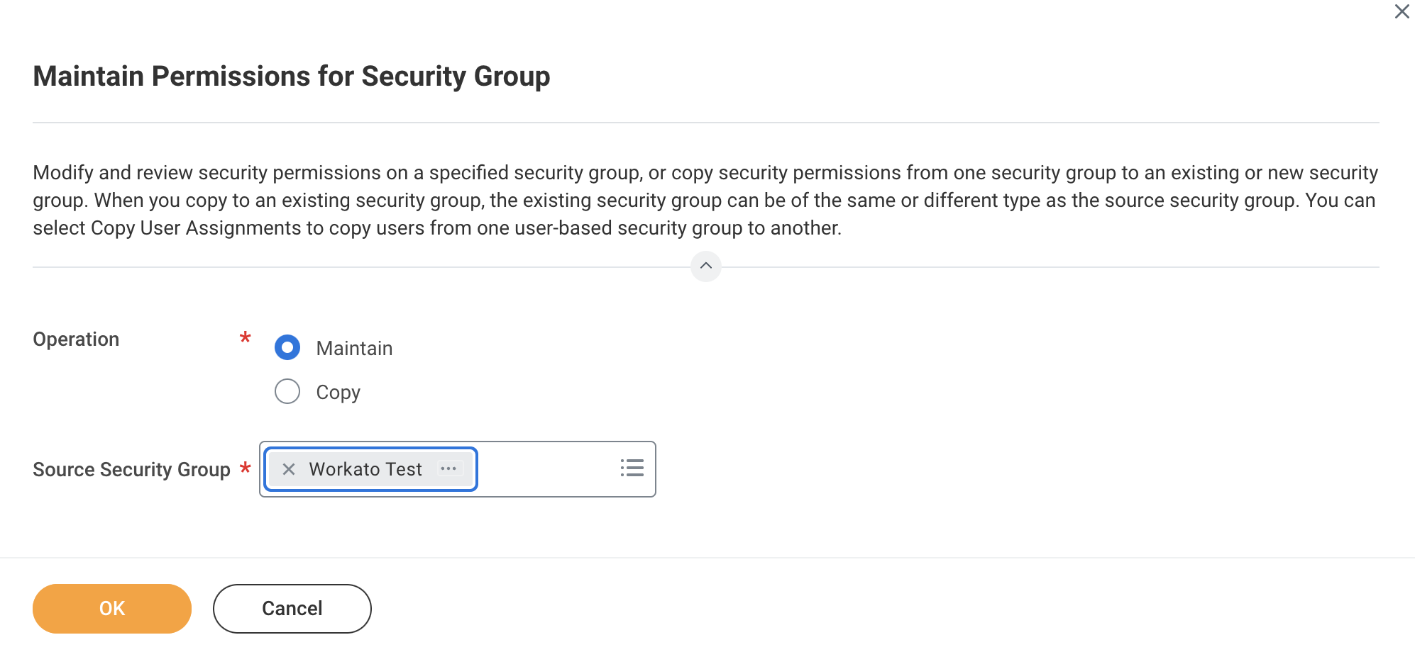 Choose the created security group