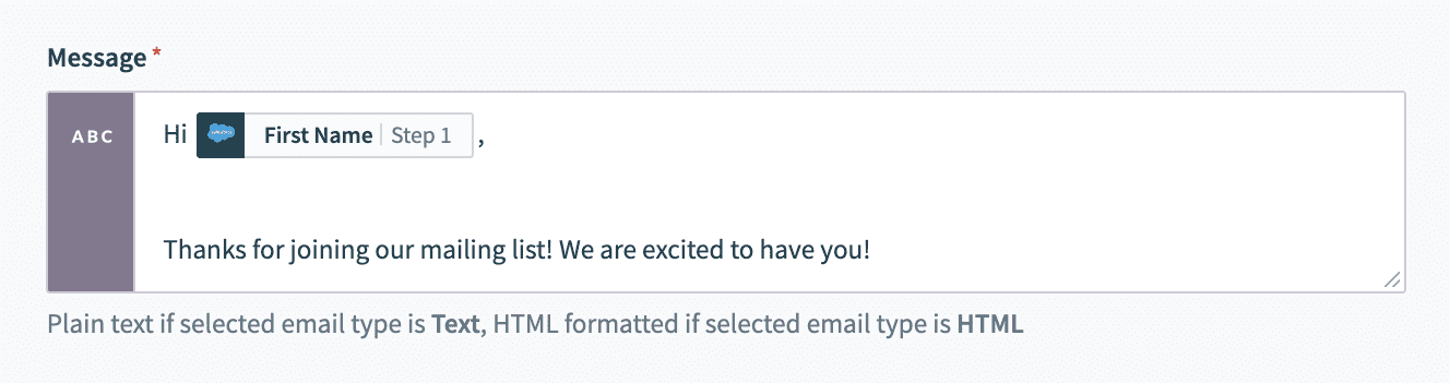 Welcome email in text mode
