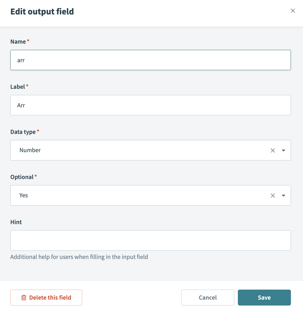 Configure an output parameter