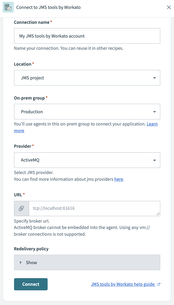 ActiveMQ connection
