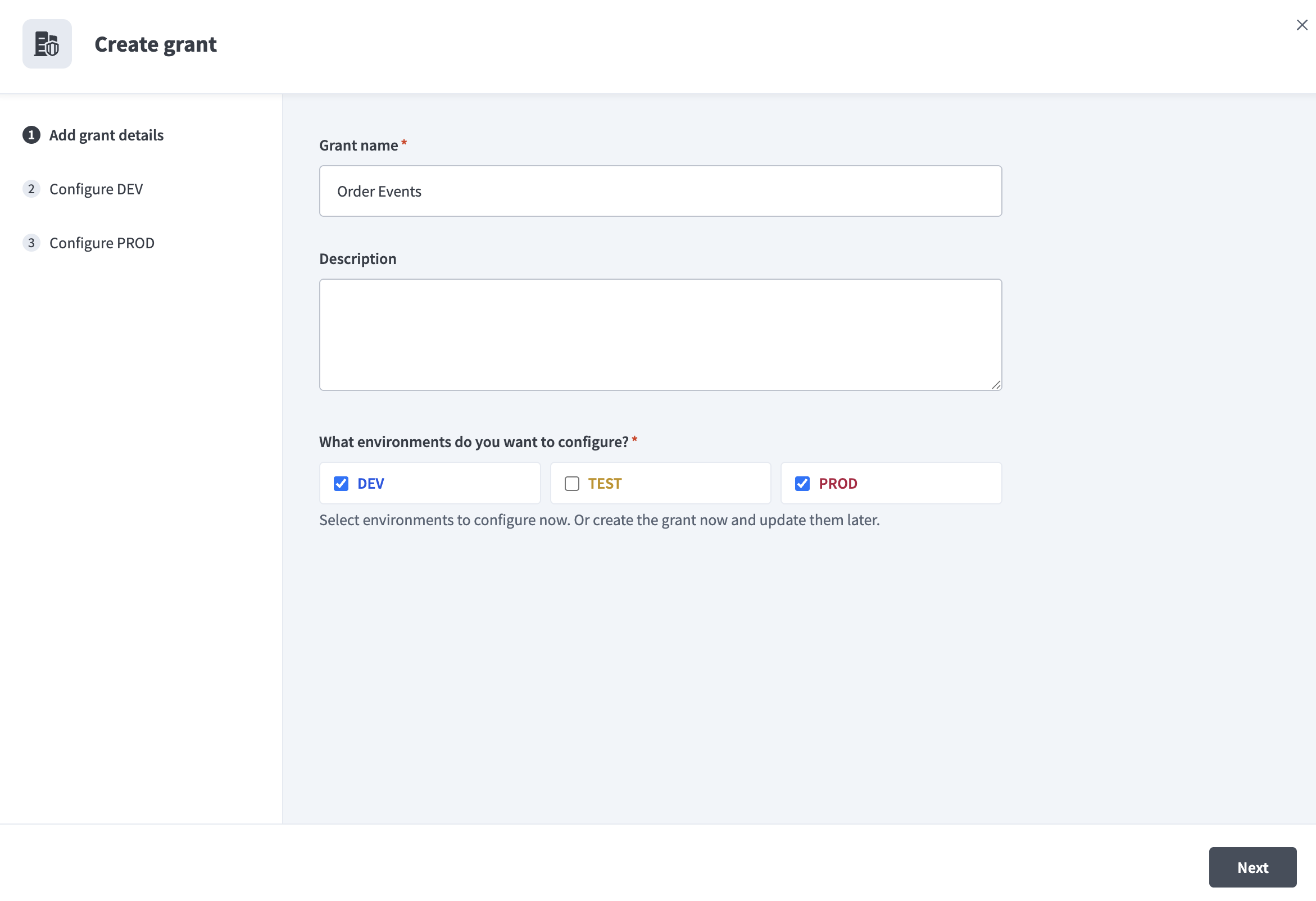 Add grant details
