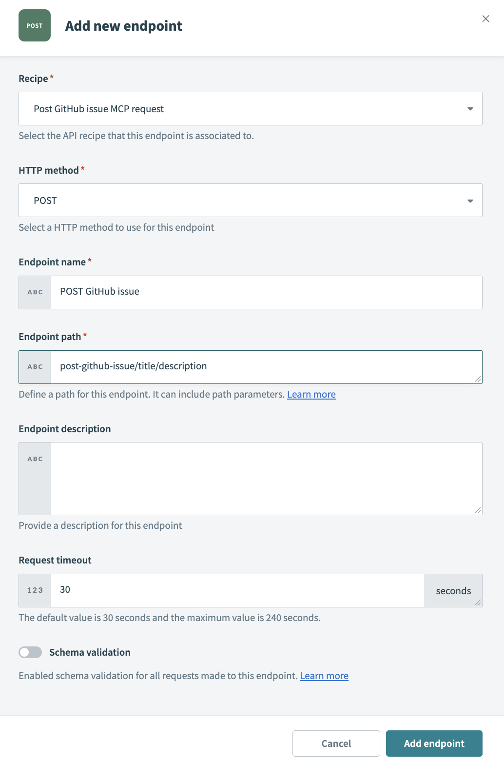 New endpoint