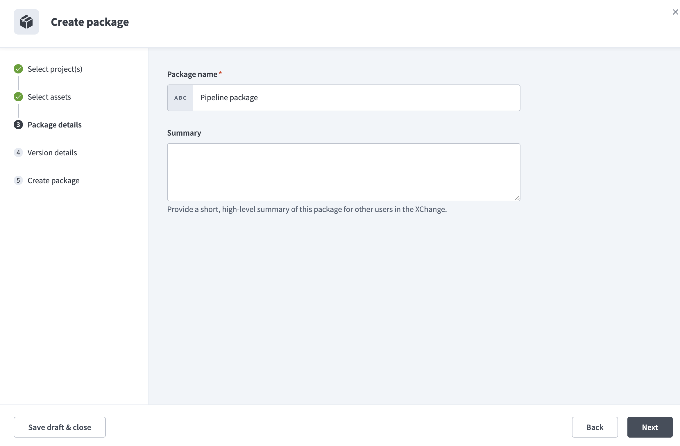 Add package details