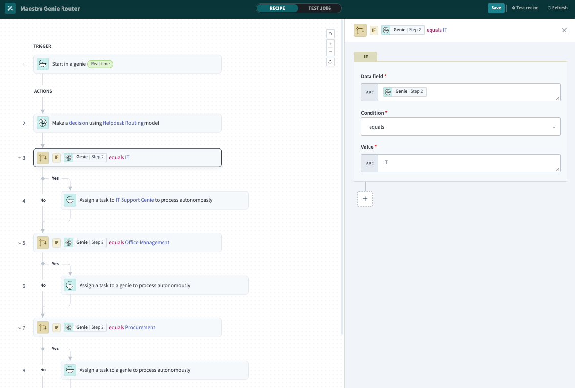 Configure agent orchestration IF conditions