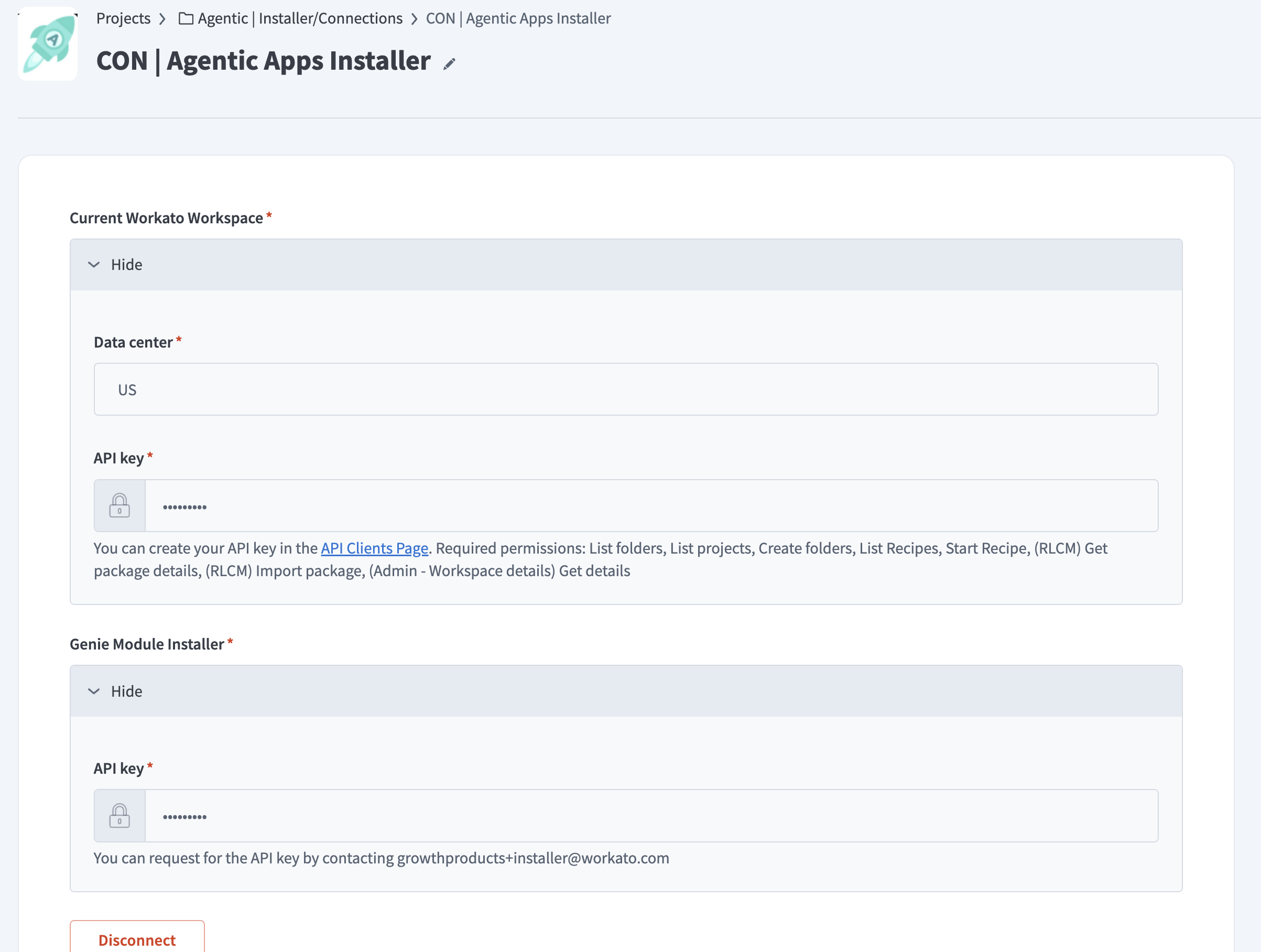 Agentic Apps Installer connection configuration