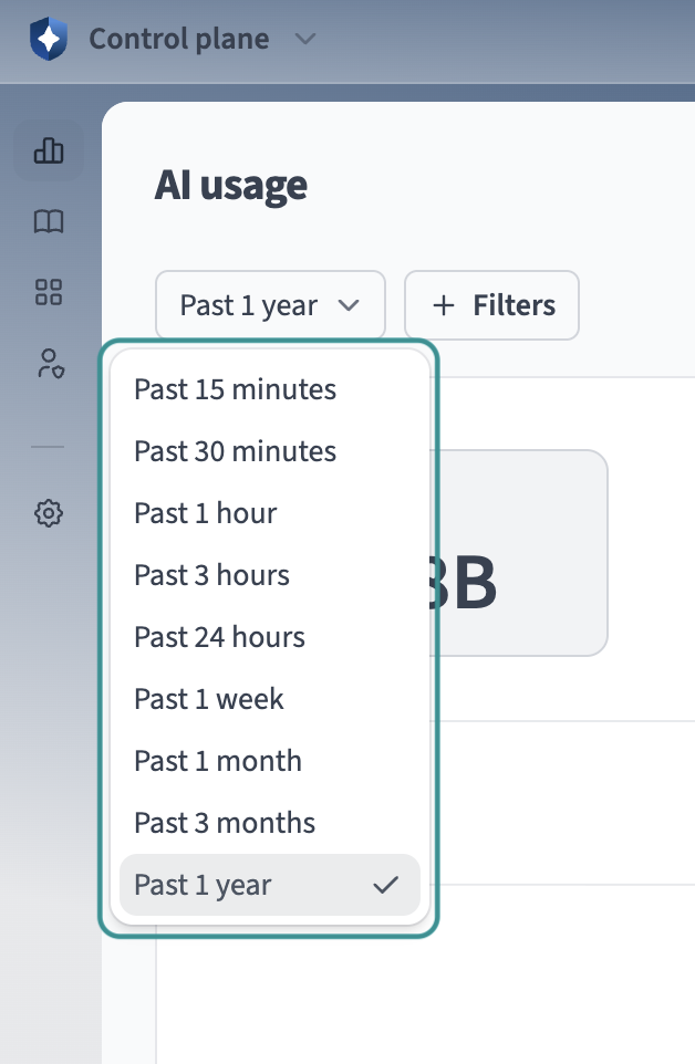 Time range drop-down menu