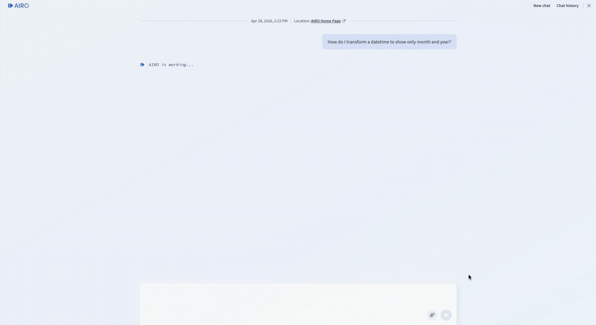 AIRO response with thumbs up, thumbs down, and copy controls visible below the response