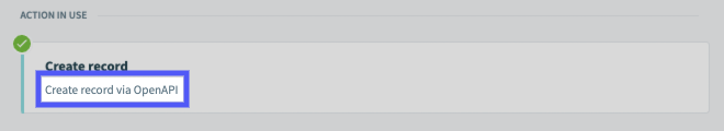 Highlighted action subtitle in the Workato UI
