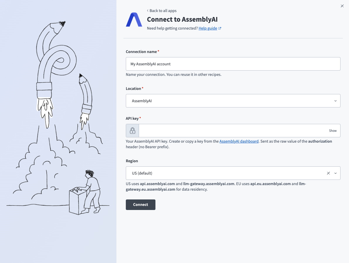 AssemblyAI connection setup details