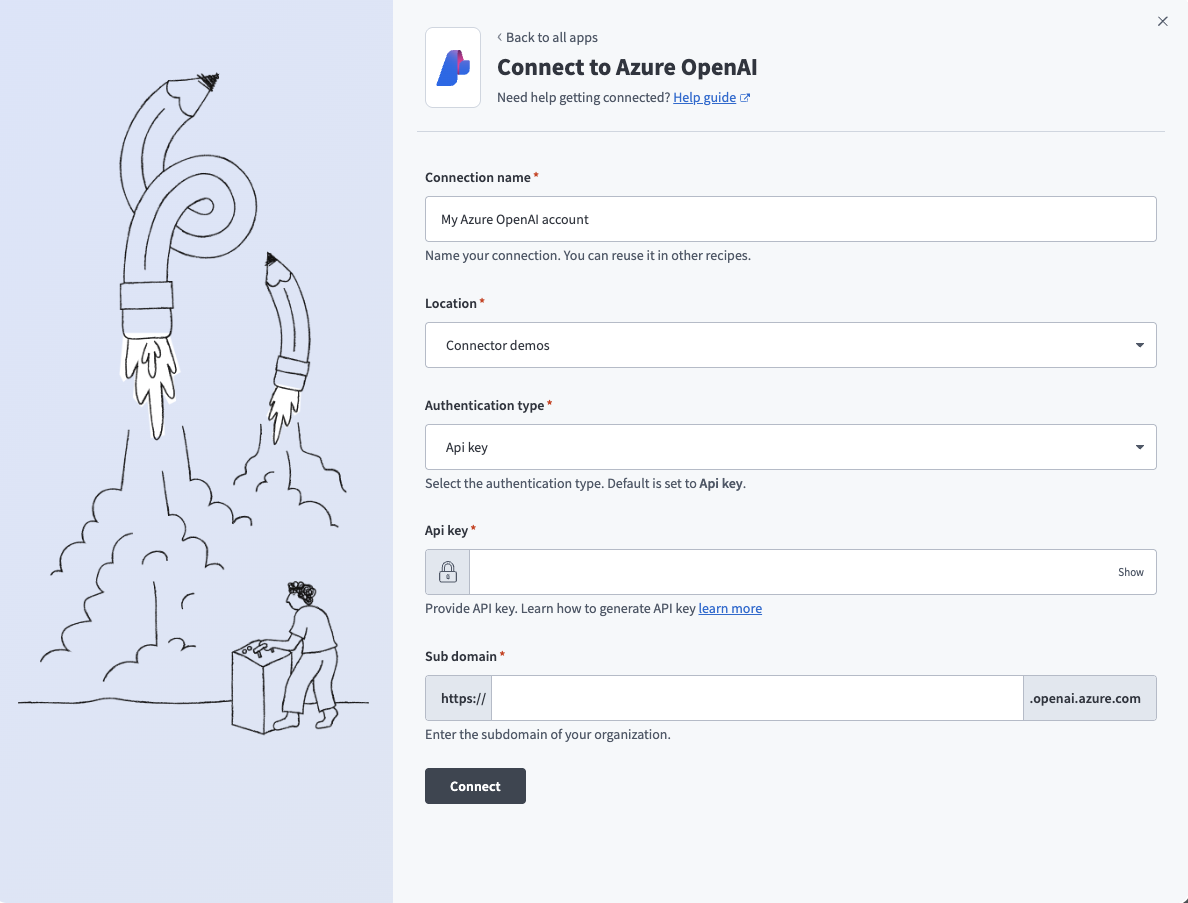 Azure OpenAI API key connection