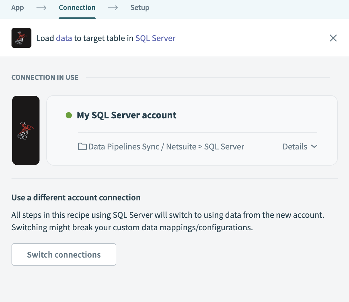 Choose a SQL Server connection