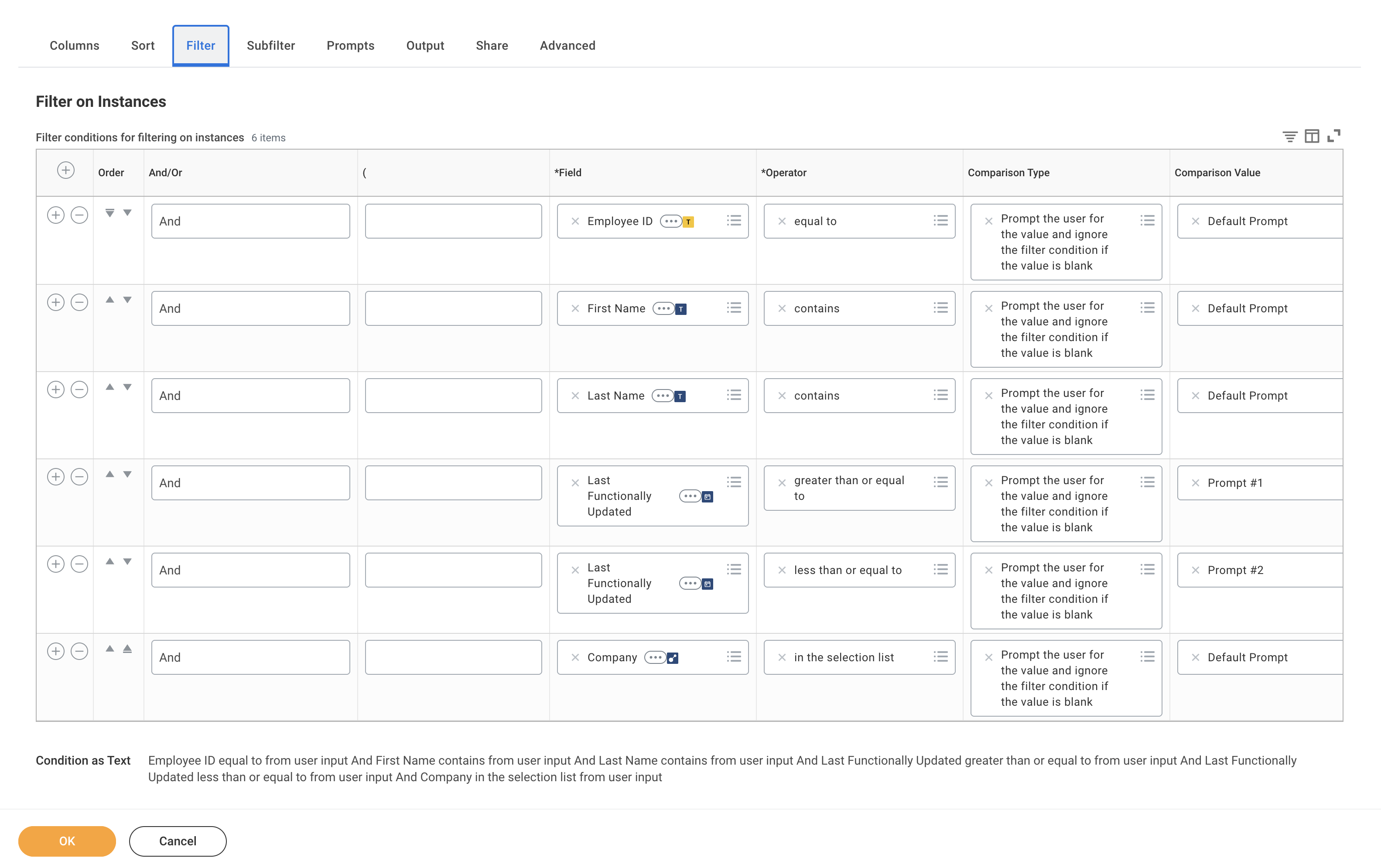 Configure filters