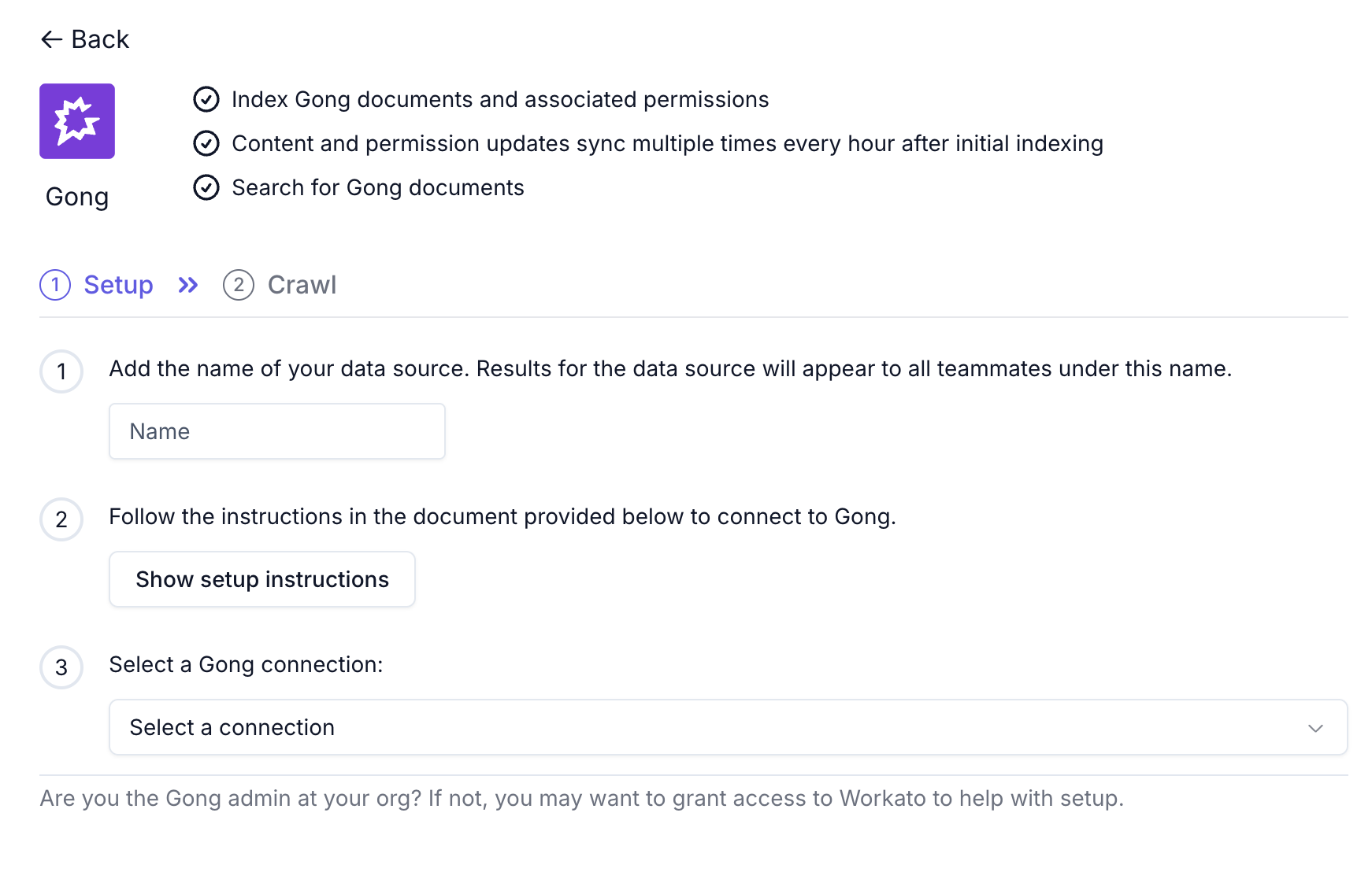 Configure Gong connection