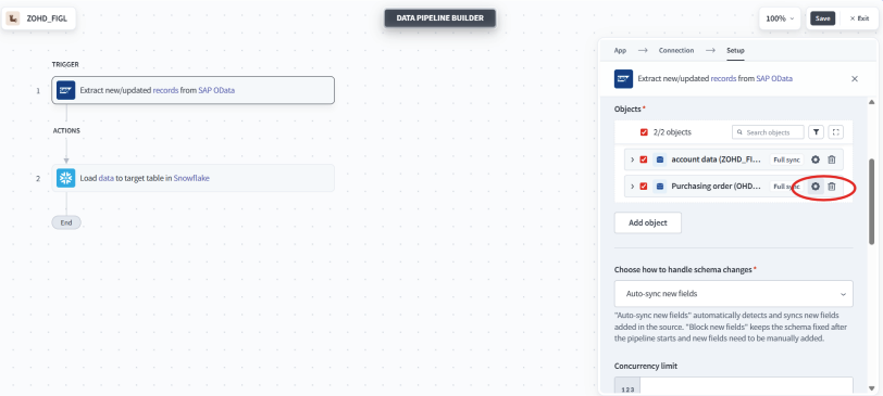 Configure the sync mode