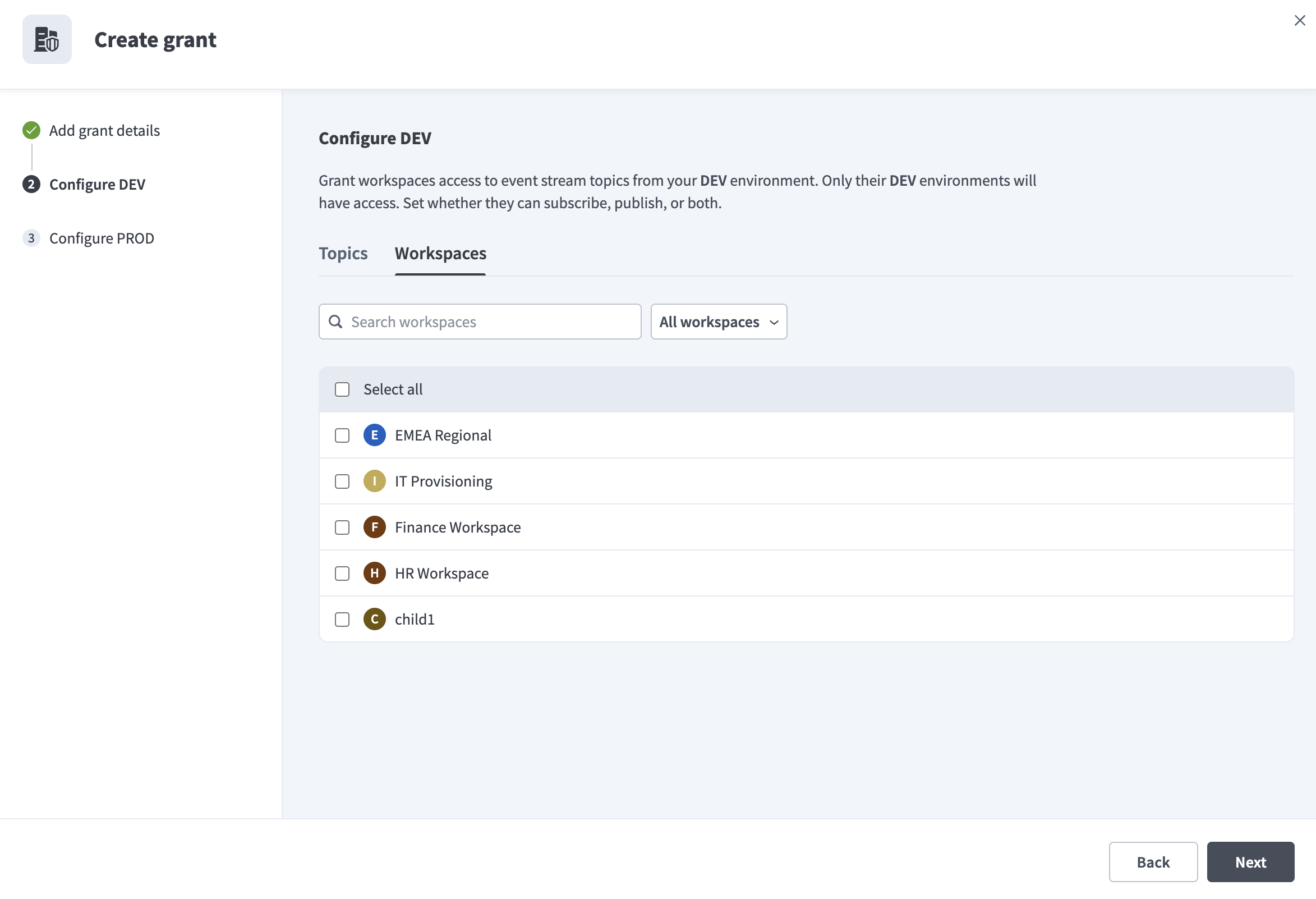 Configure workspaces for each environment