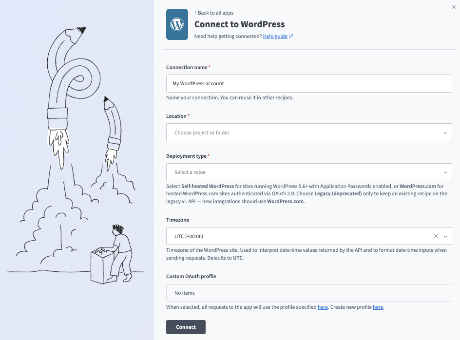 WordPress connection