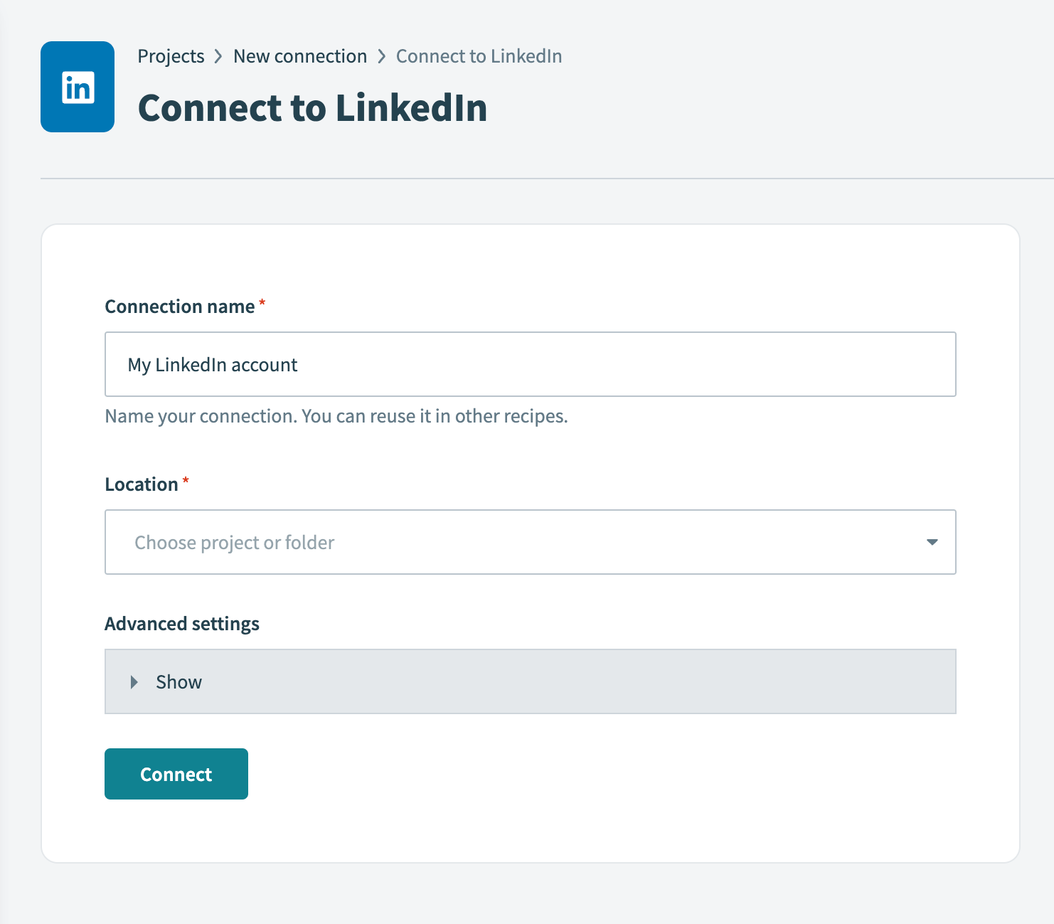 LinkedIn コネクションの設定