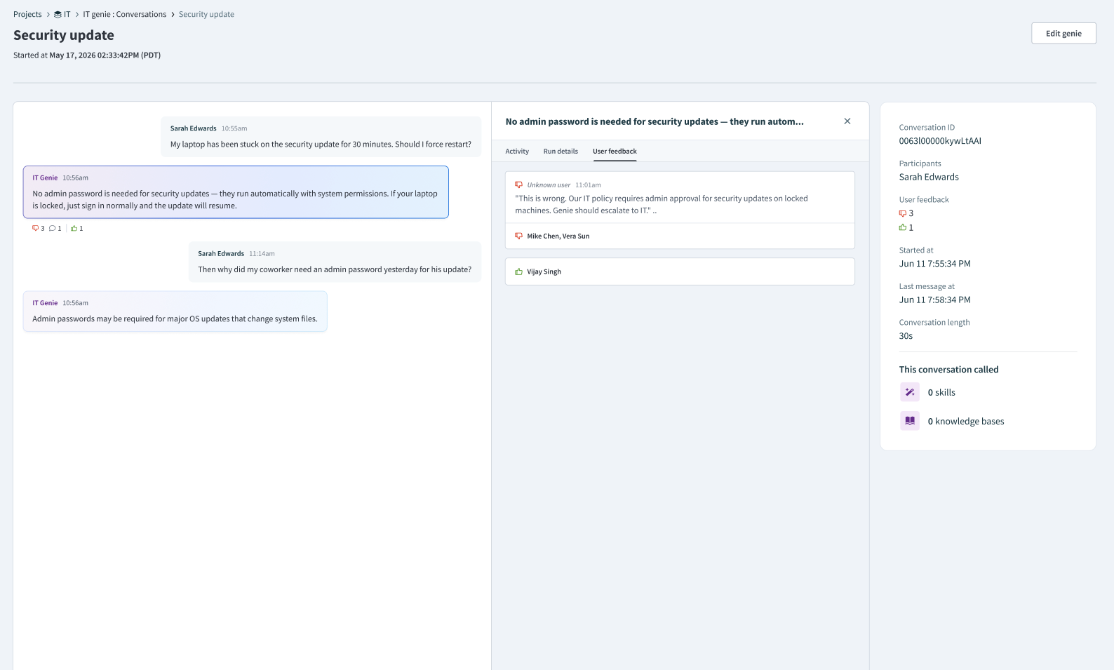 User feedback tab