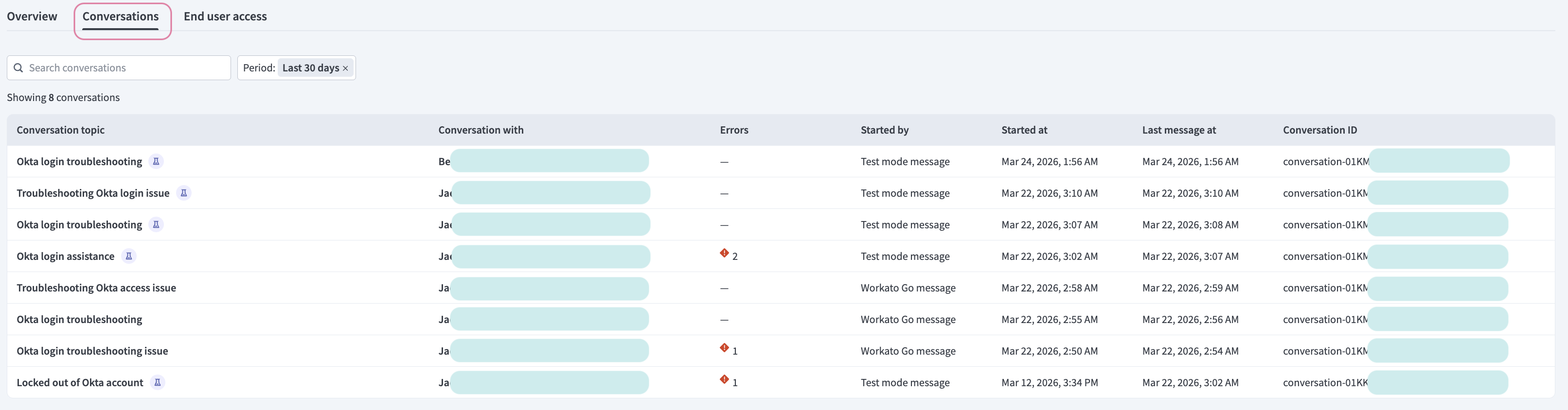 Conversations page