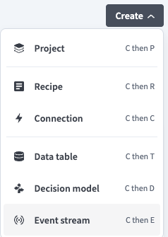 Create Event stream asset