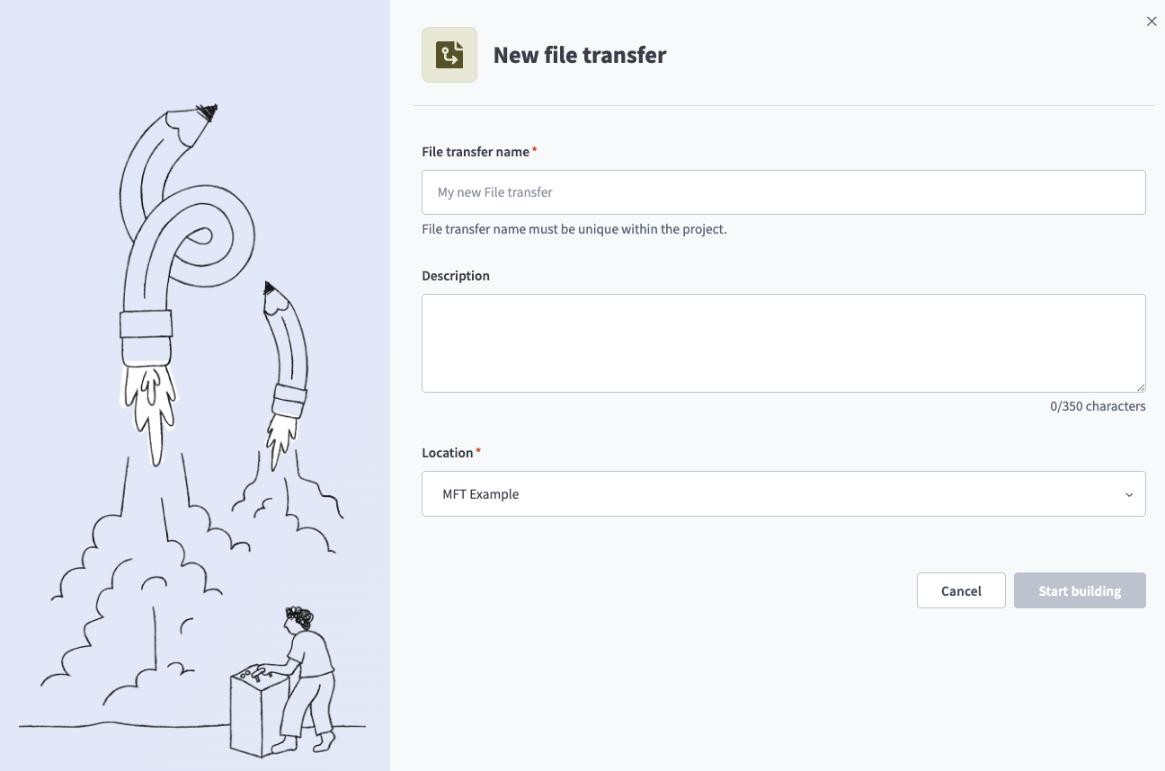 The Create a file transfer modal