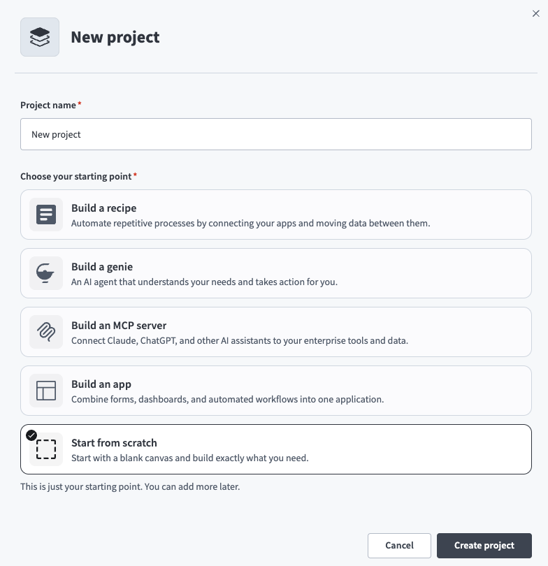 Enter project name