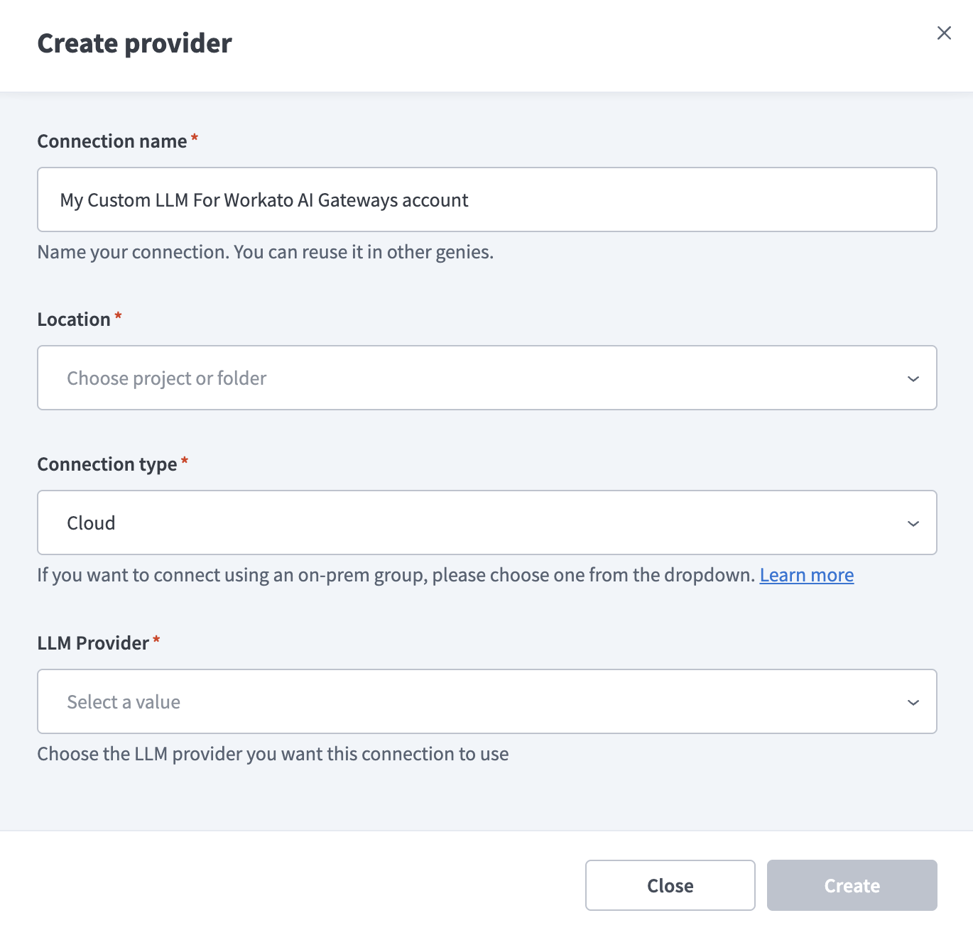 Create provider