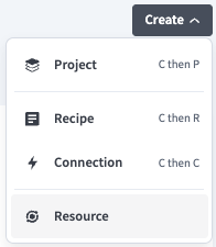 Click Create > Resource
