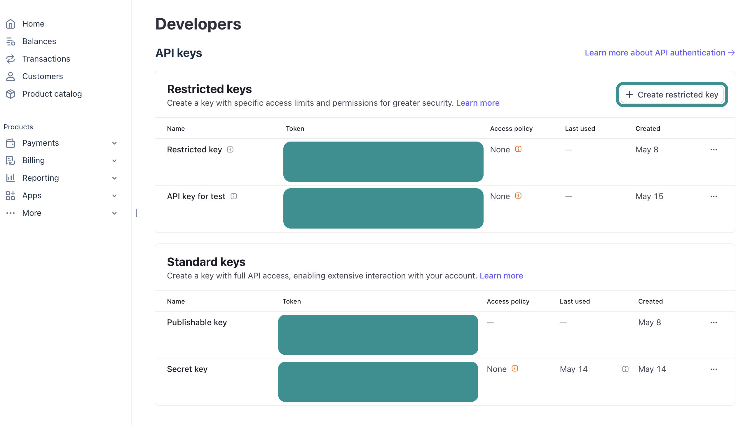 Create restricted key
