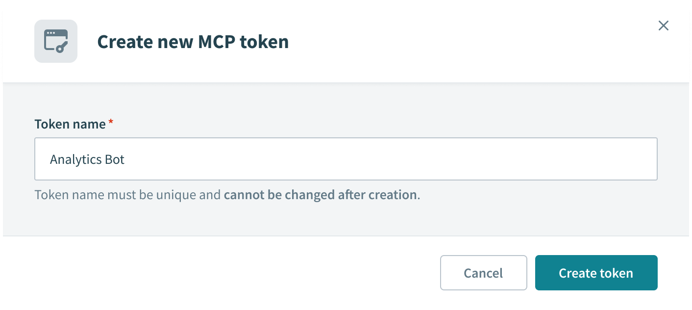 Enter a unique name for the token in the Token name field