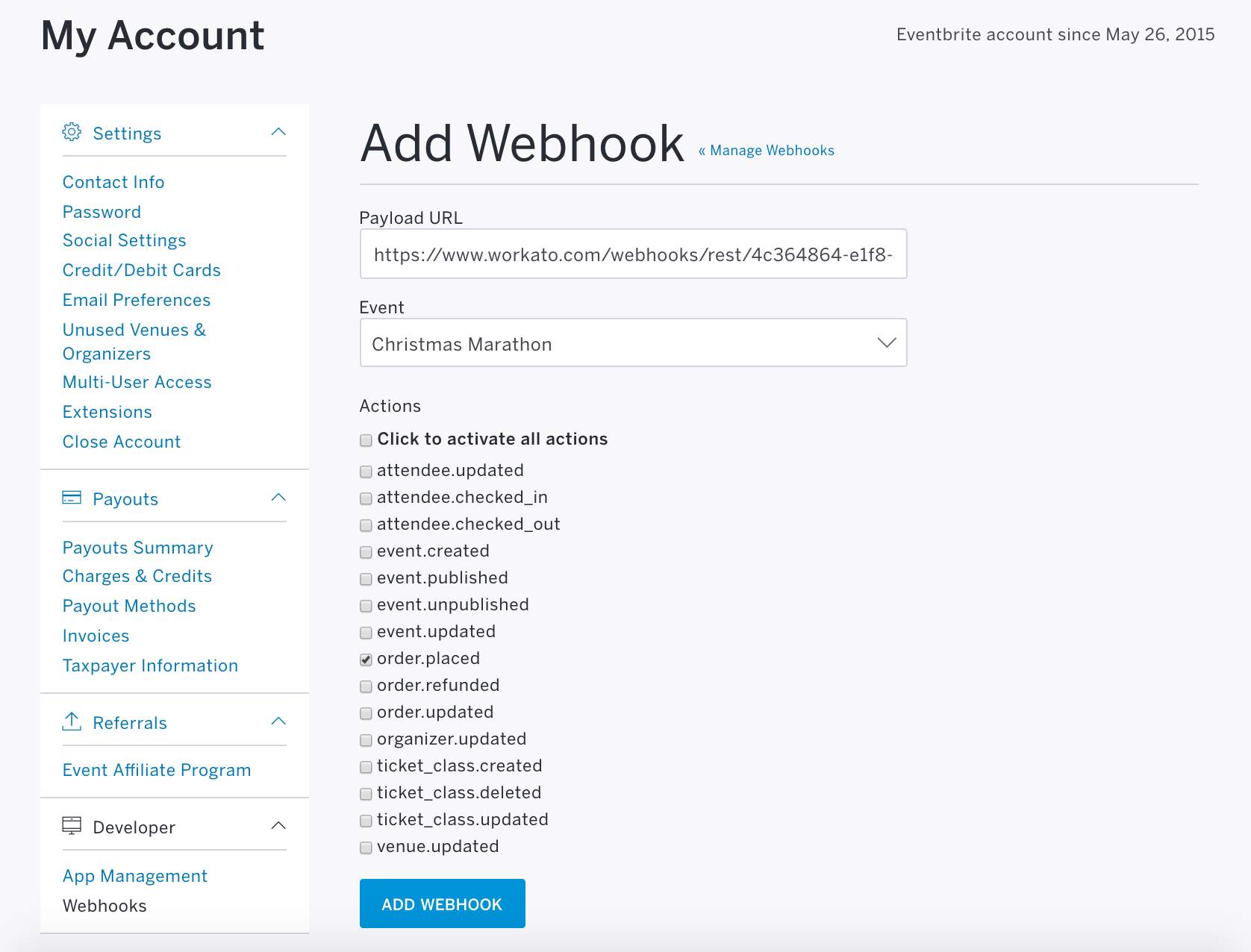 Webhook の設定