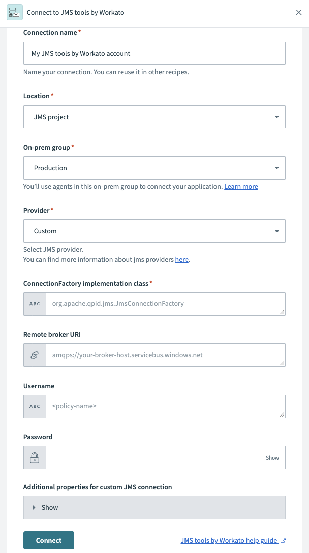 Custom connection