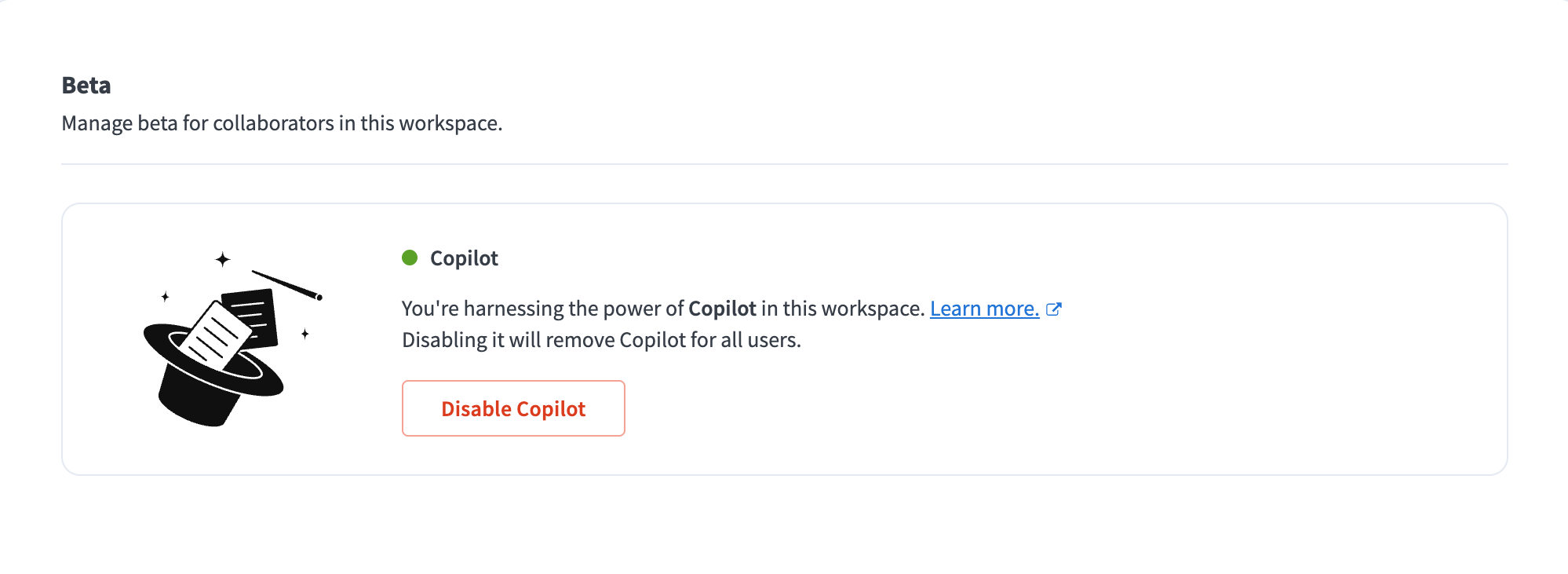 Disable Copilots in your workspace settings