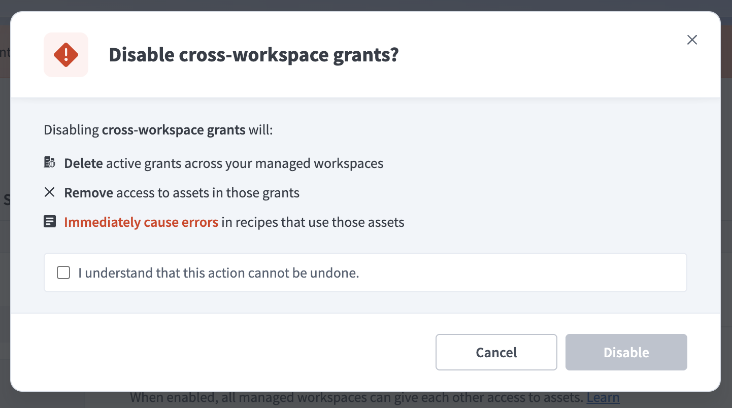 Disable cross-workspace grants