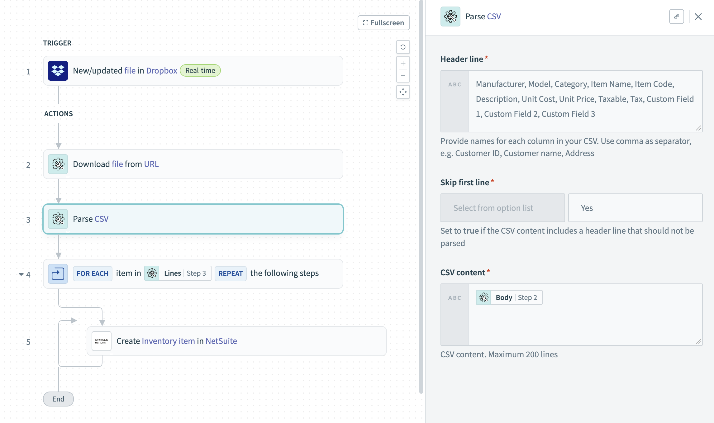 Parse CSV