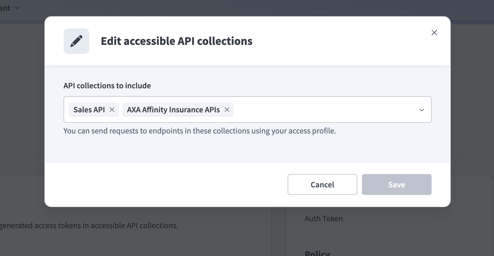Edit accessible API collections