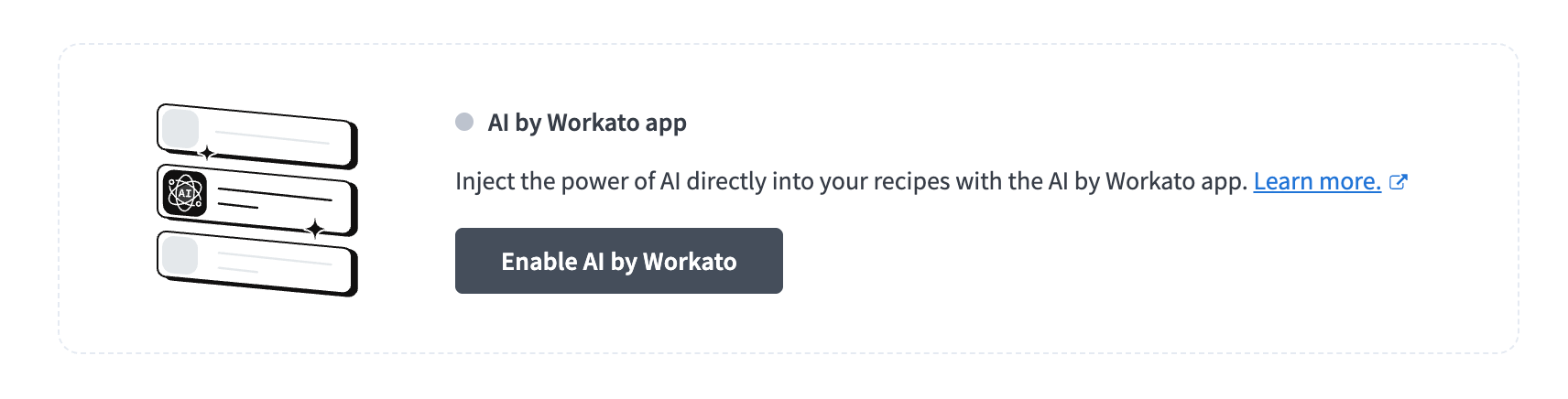 Enable AI by Workato in your workspace settings