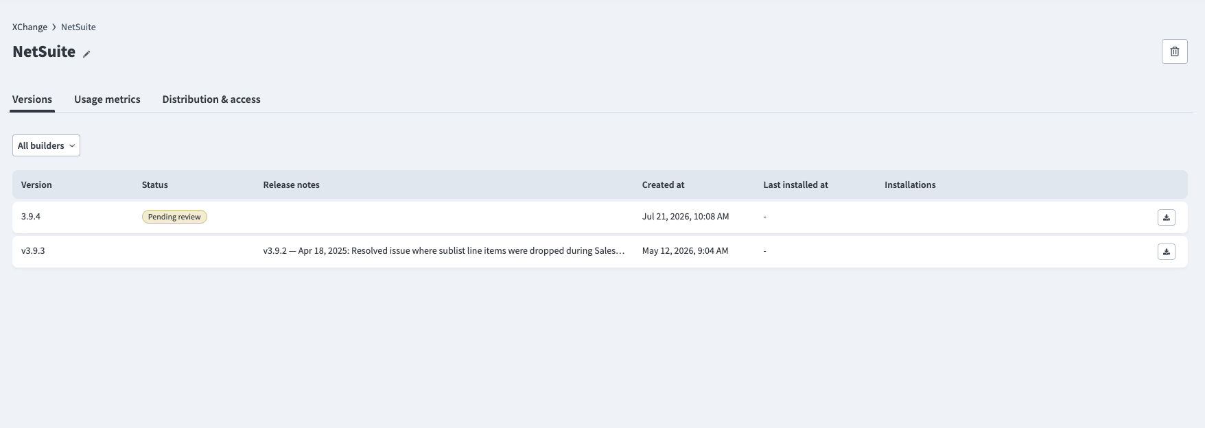 Export a package version