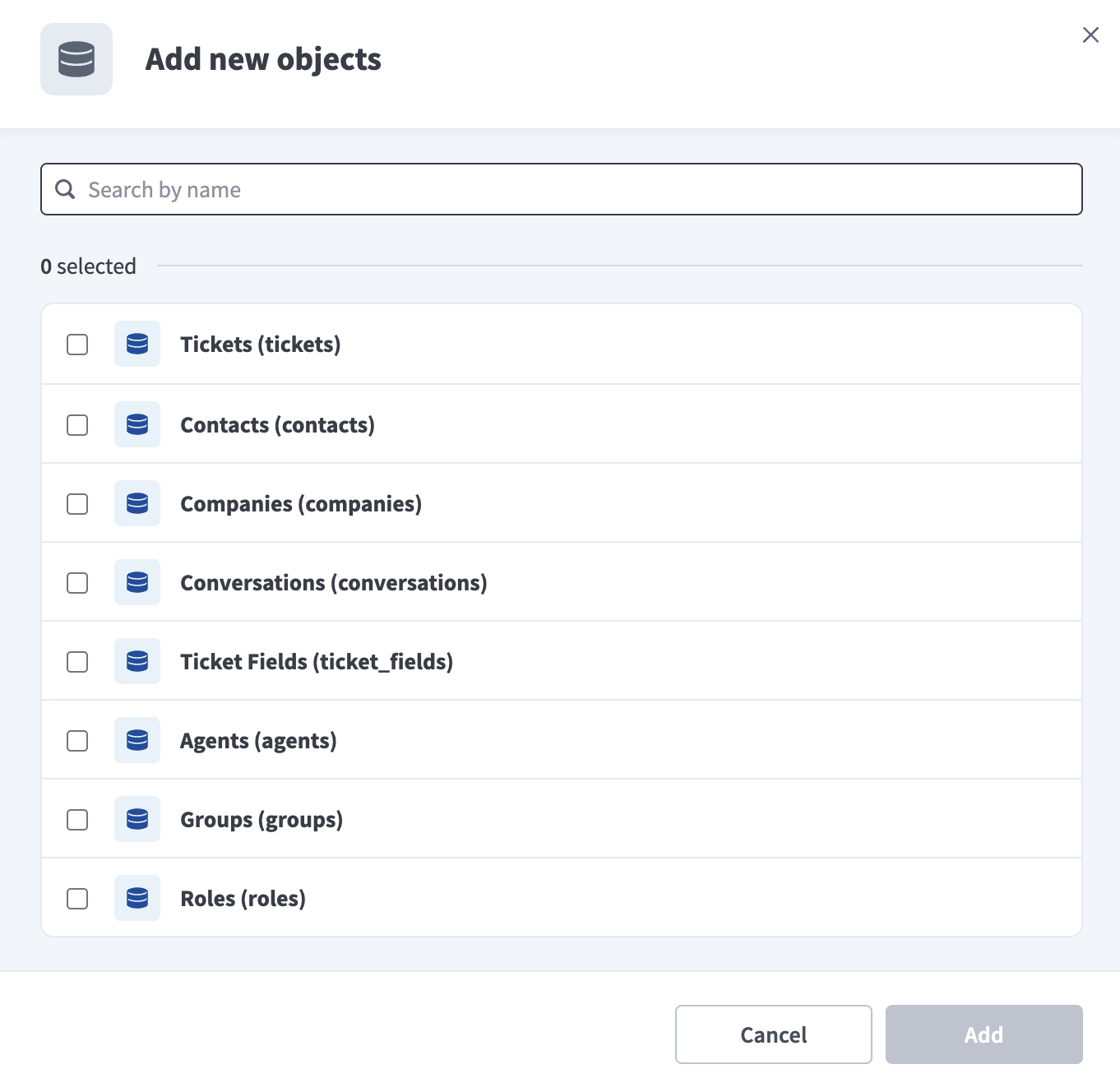 Select Freshdesk objects