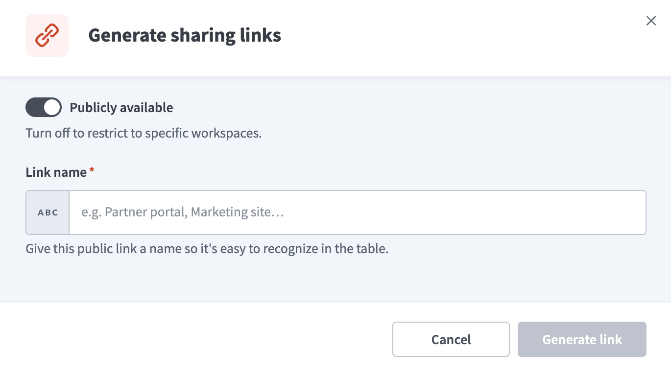 Generate sharing links