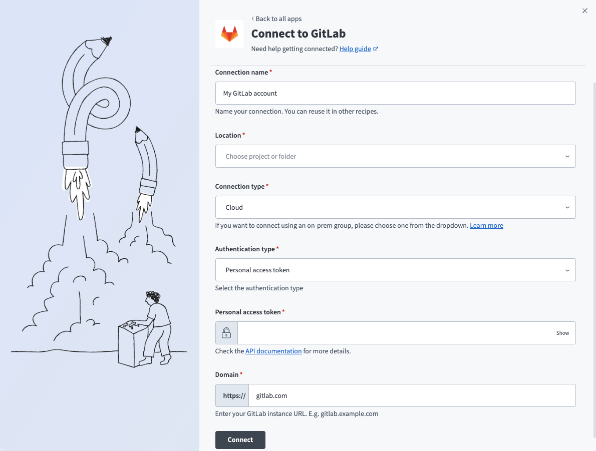 GitLab personal access token connection