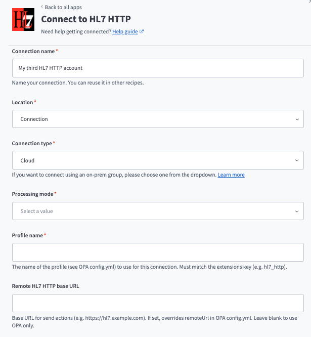 HL7 HTTP connection