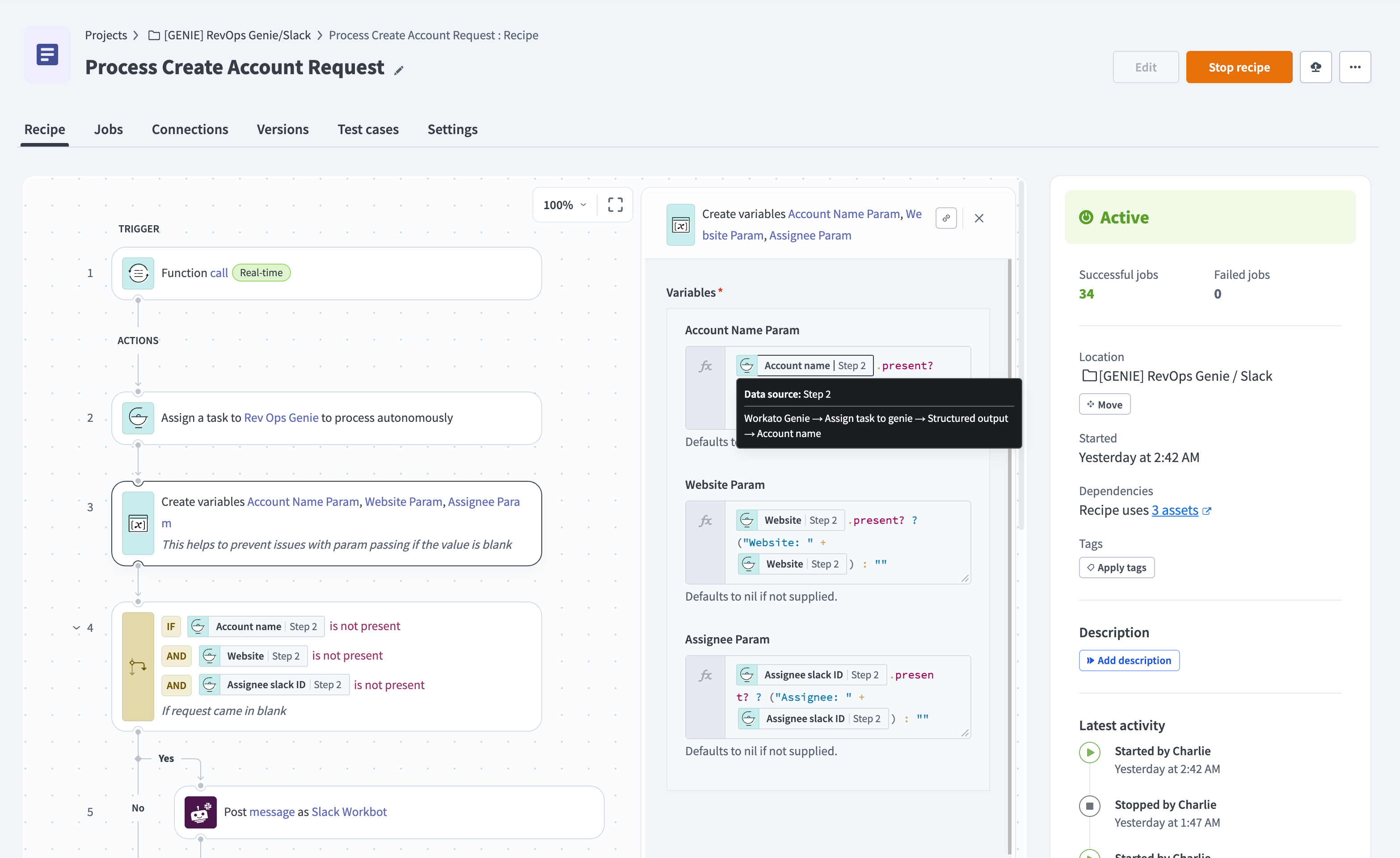 Hover to see datapill information