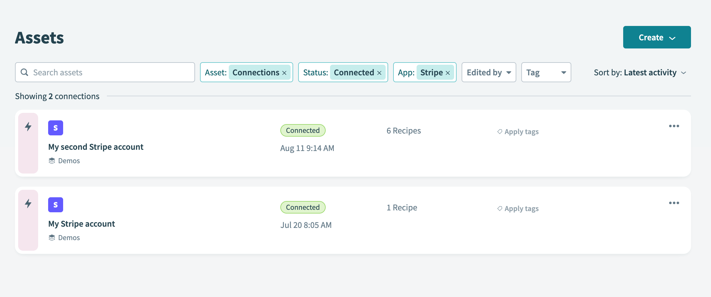 View your active Stripe connections