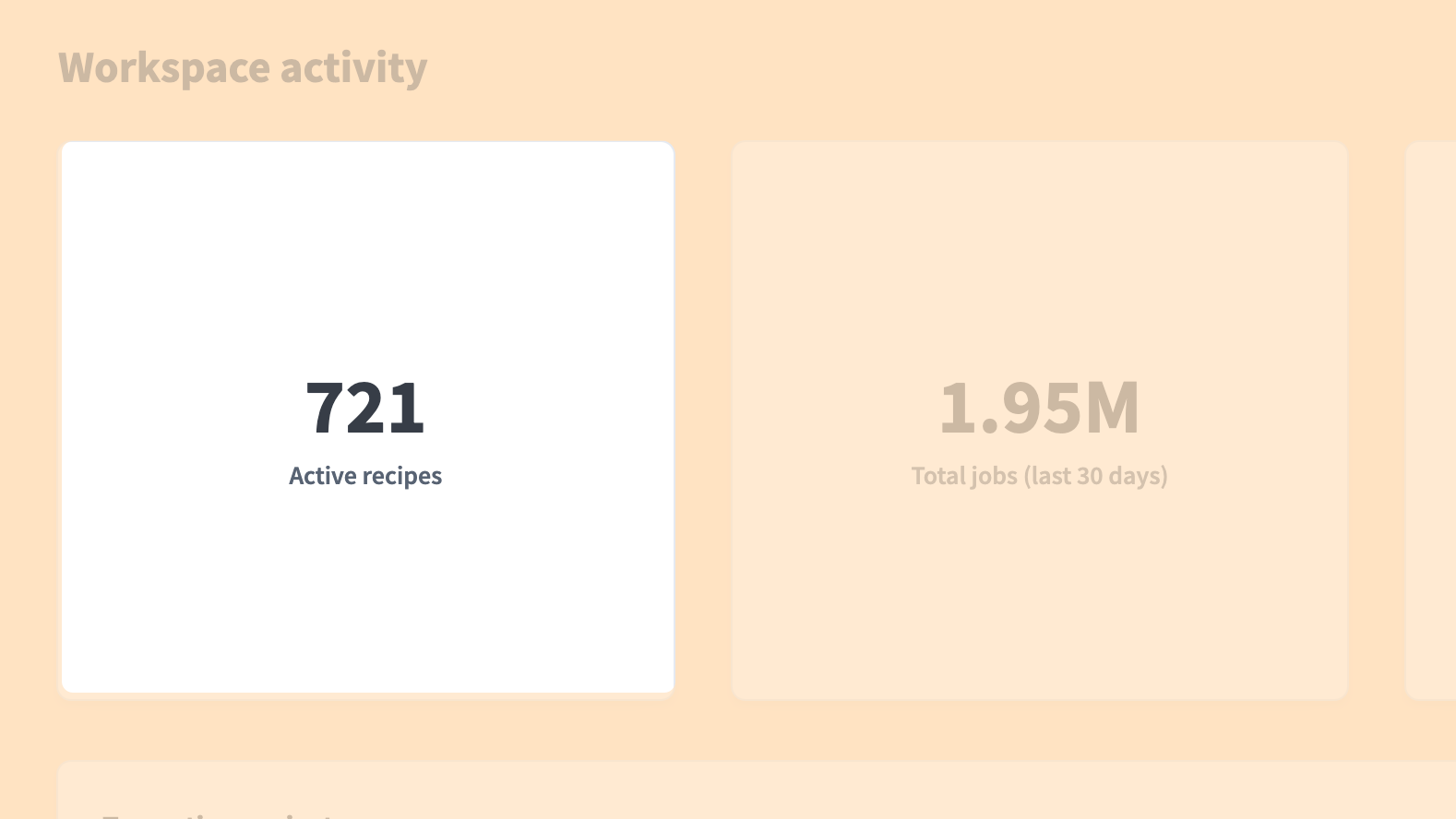 Active recipes number chart on the dashboard