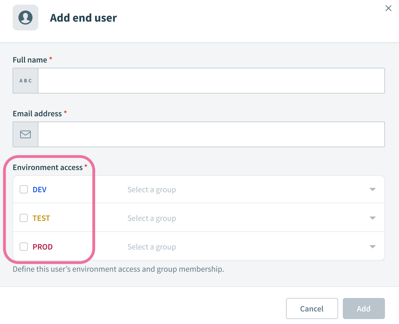 Select environment access