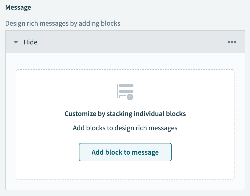 Click Add block to message