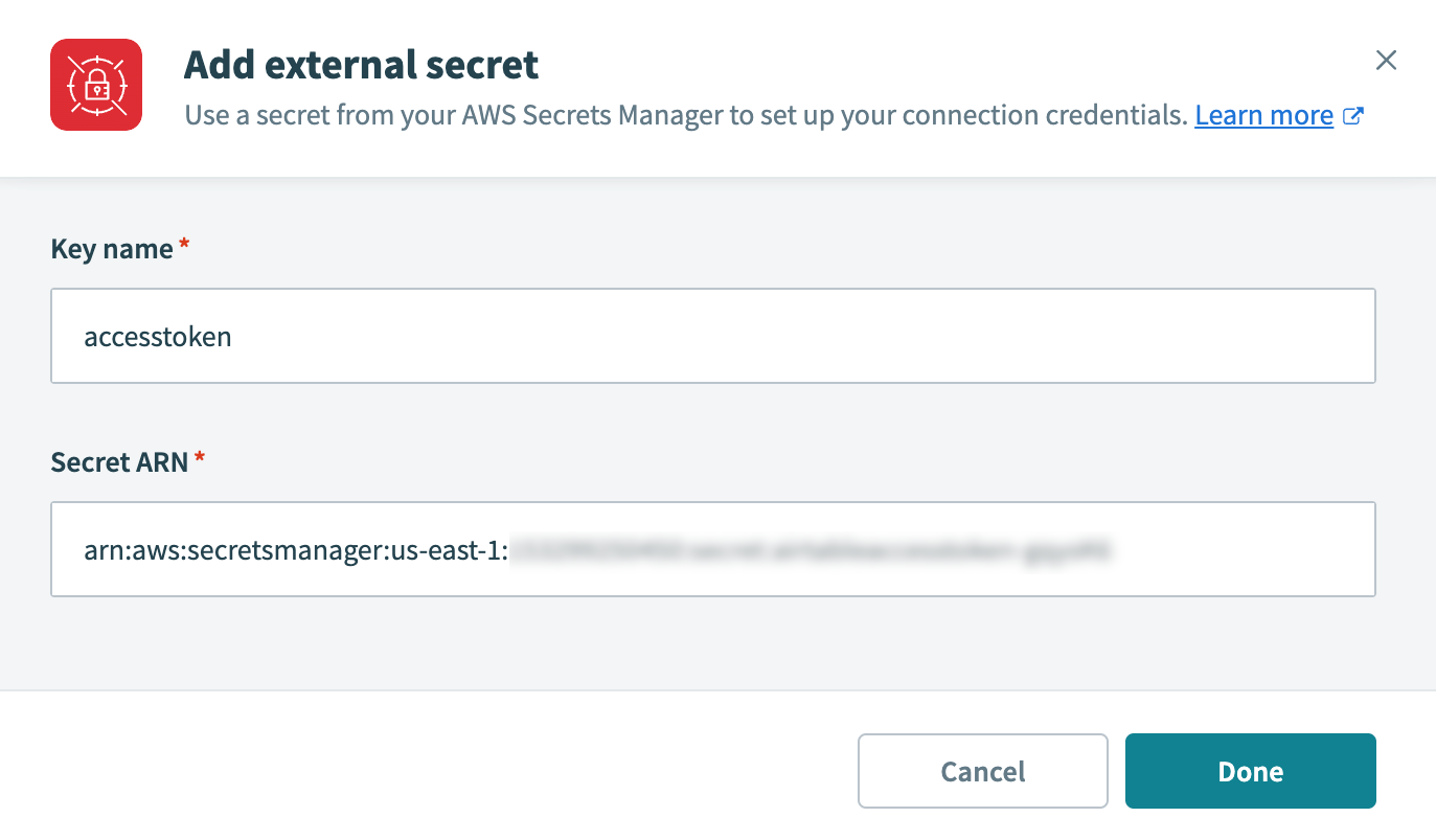 Add AWS external secret