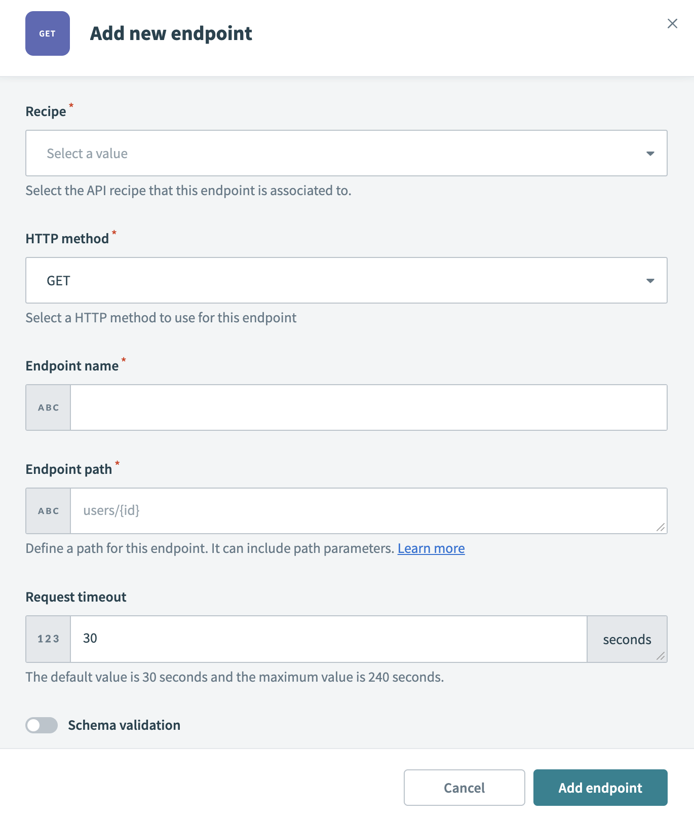 Add a recipe-based endpoint